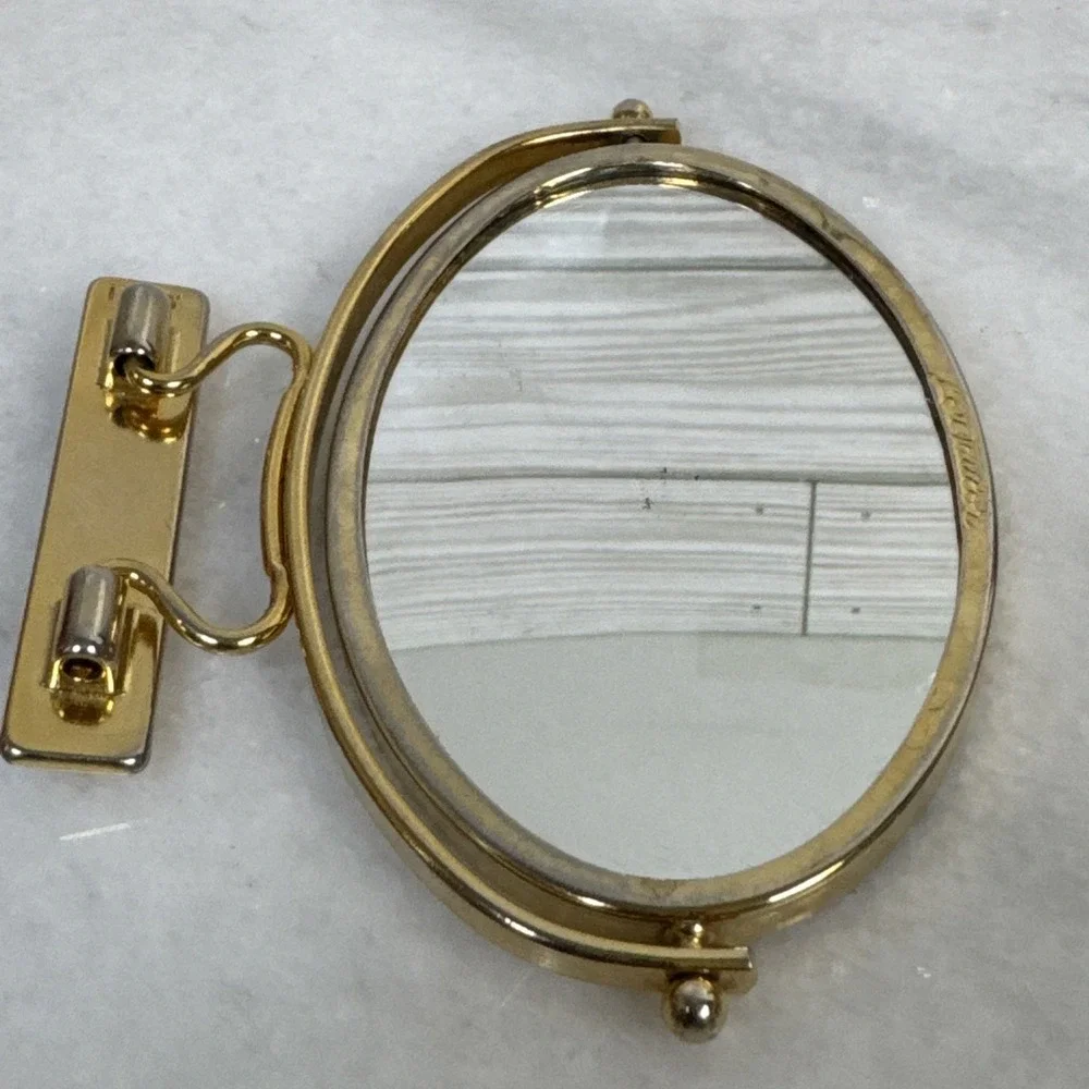 Vintage Lou Taylor Italy Swivel Gold Replacement Mirror for Purse Handbag